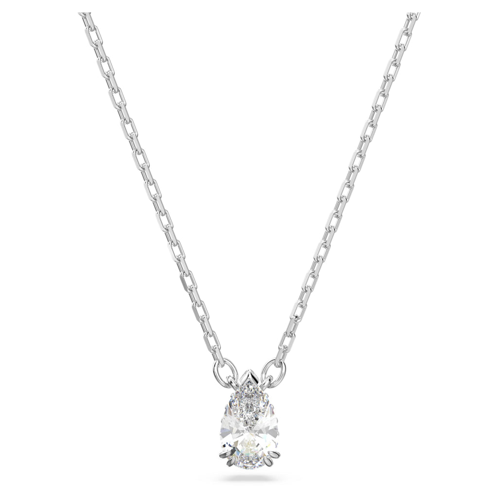 Swarovski Stilla pendant Pear cut, White, Rhodium plated