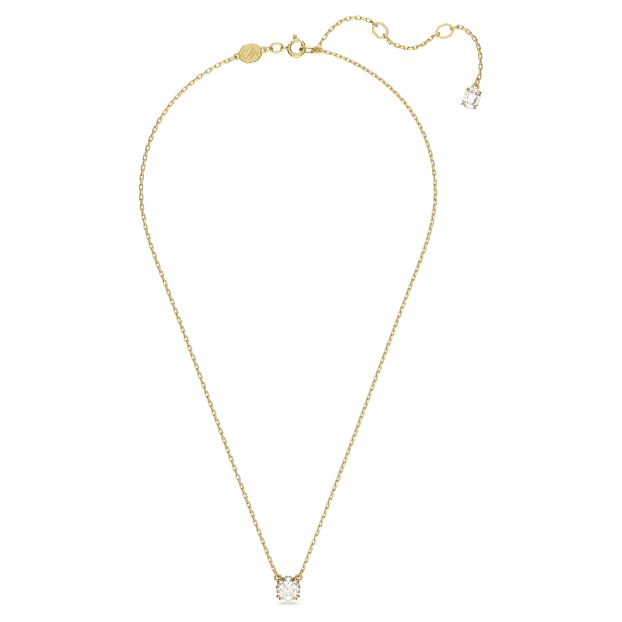 Swarovski Stilla pendant Round cut, White, 18K gold finish