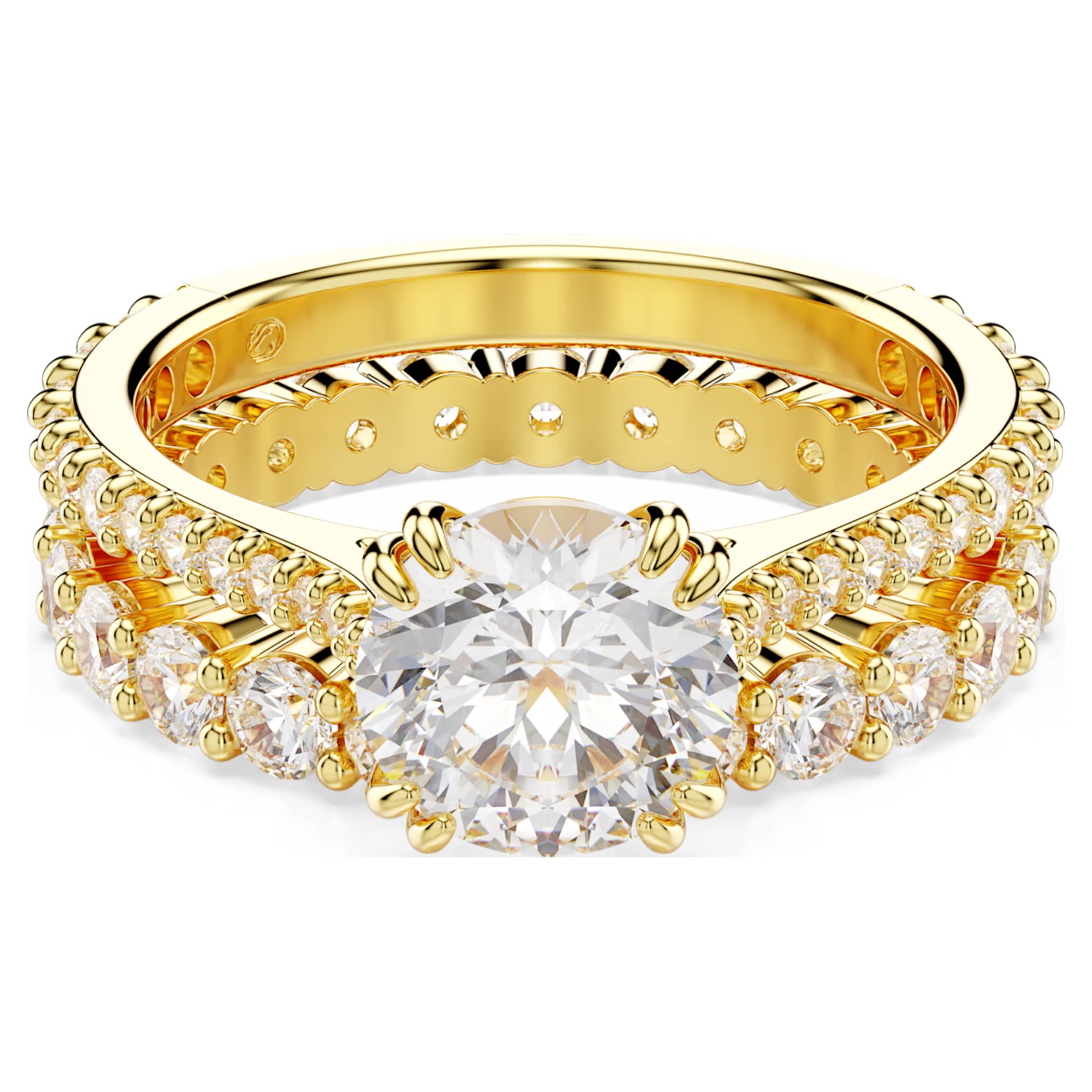 Swarovski Stilla ring Set (2), Round cut, White, 18K gold finish