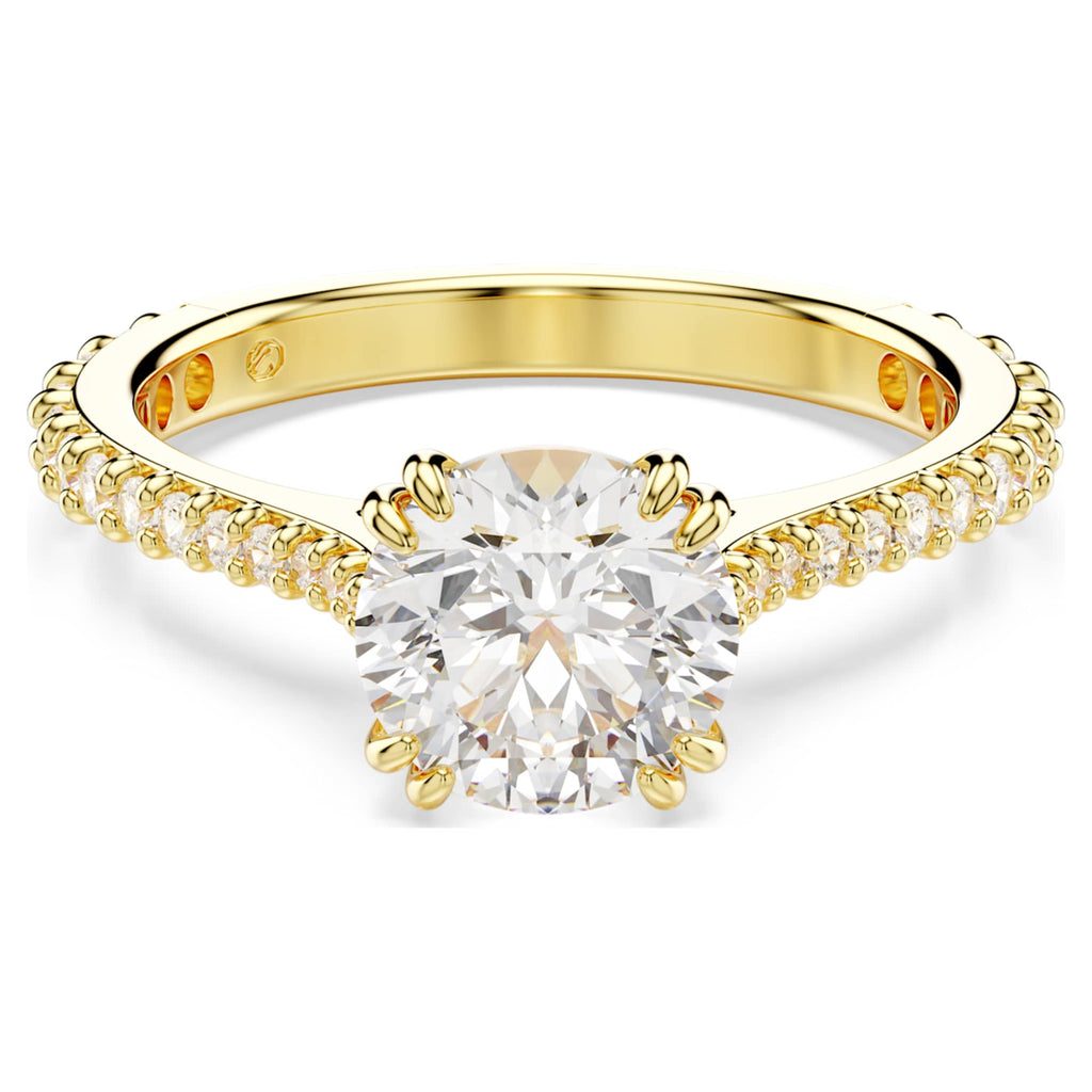 Swarovski Stilla ring Set (2), Round cut, White, 18K gold finish