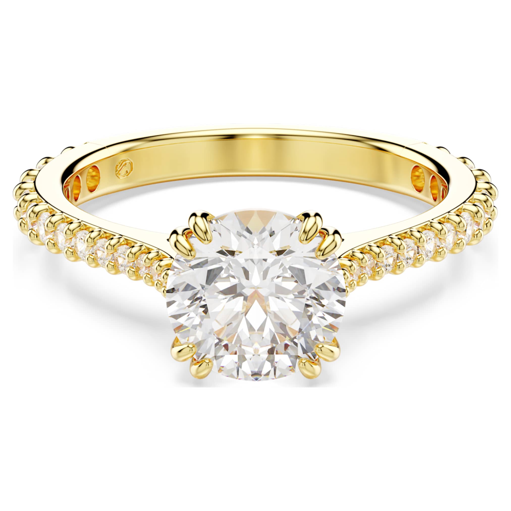Swarovski Stilla ring Set (2), Round cut, White, 18K gold finish