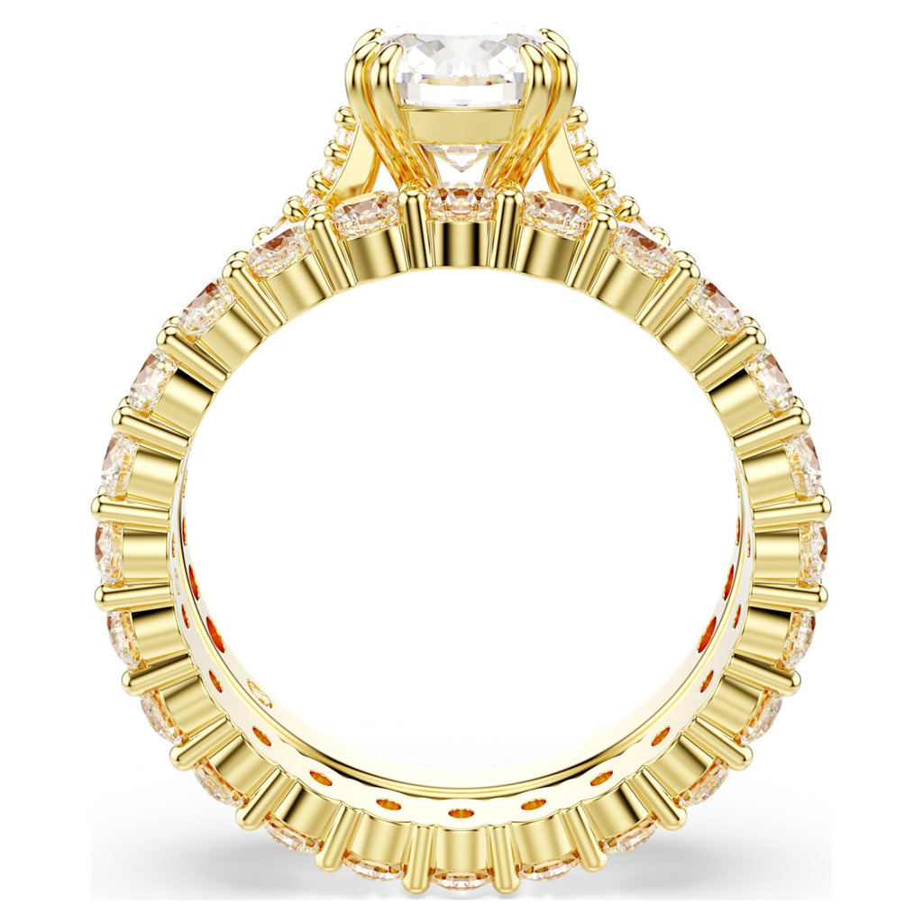 Swarovski Stilla ring Set (2), Round cut, White, 18K gold finish