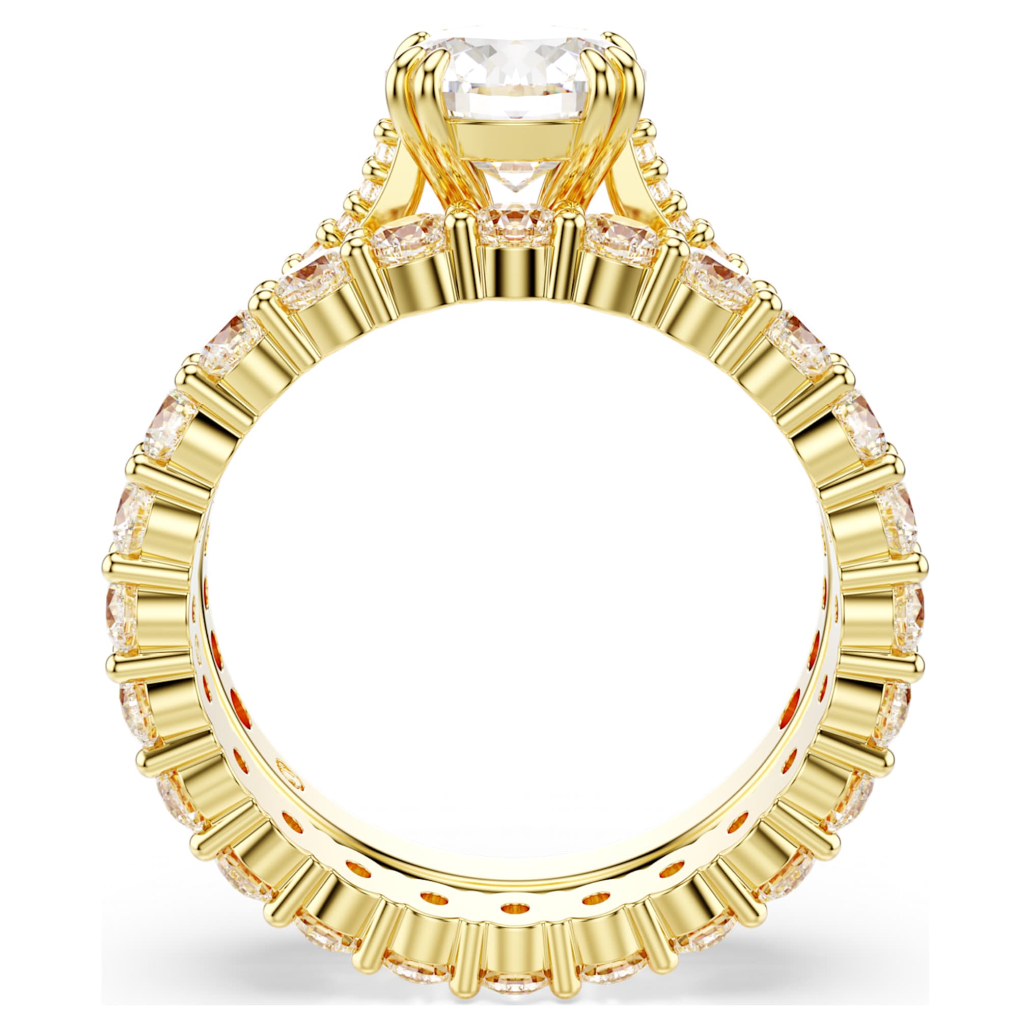 Swarovski Stilla ring Set (2), Round cut, White, 18K gold finish
