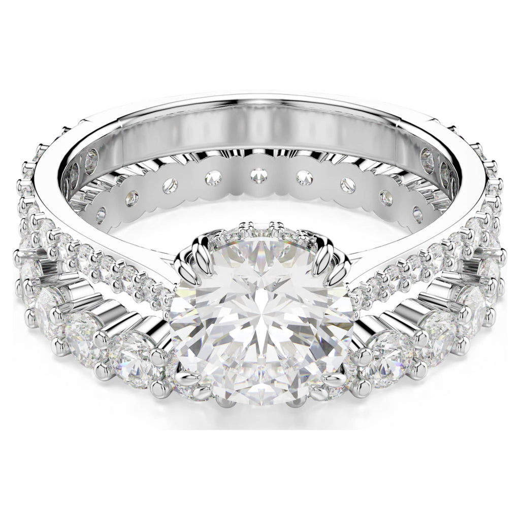 Swarovski Stilla ring Set (2), Round cut, White, Rhodium plated