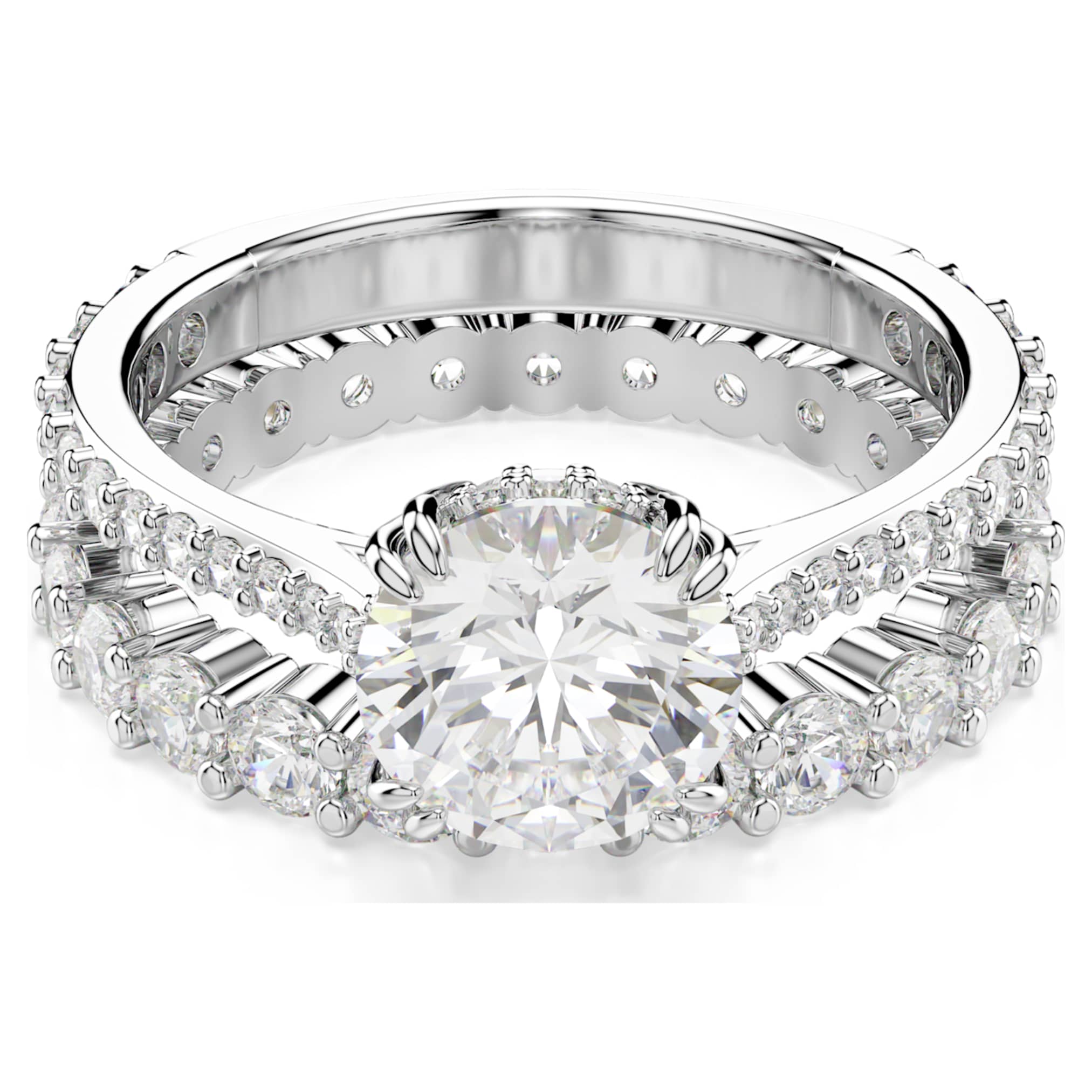 Swarovski Stilla ring Set (2), Round cut, White, Rhodium plated