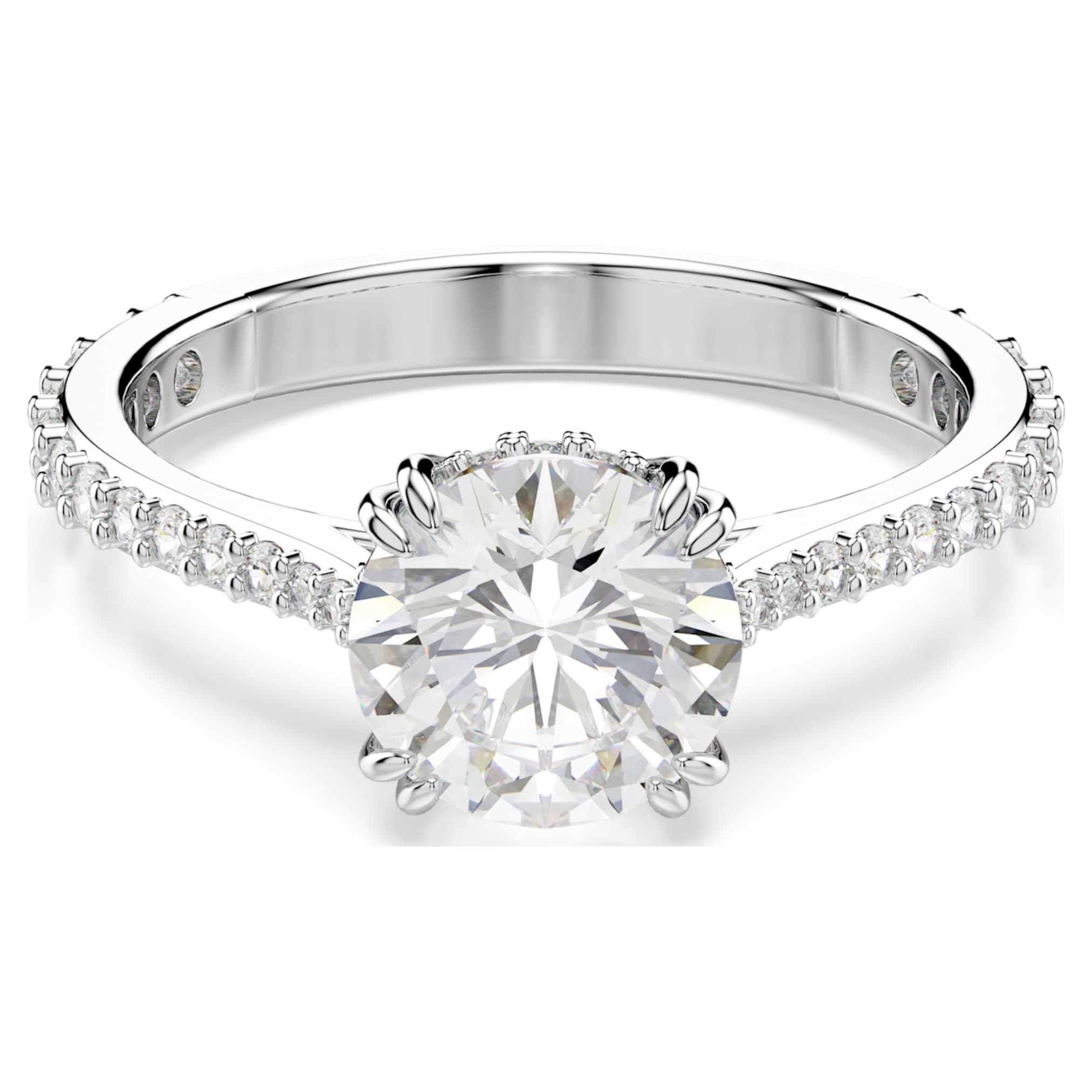 Swarovski Stilla ring Set (2), Round cut, White, Rhodium plated