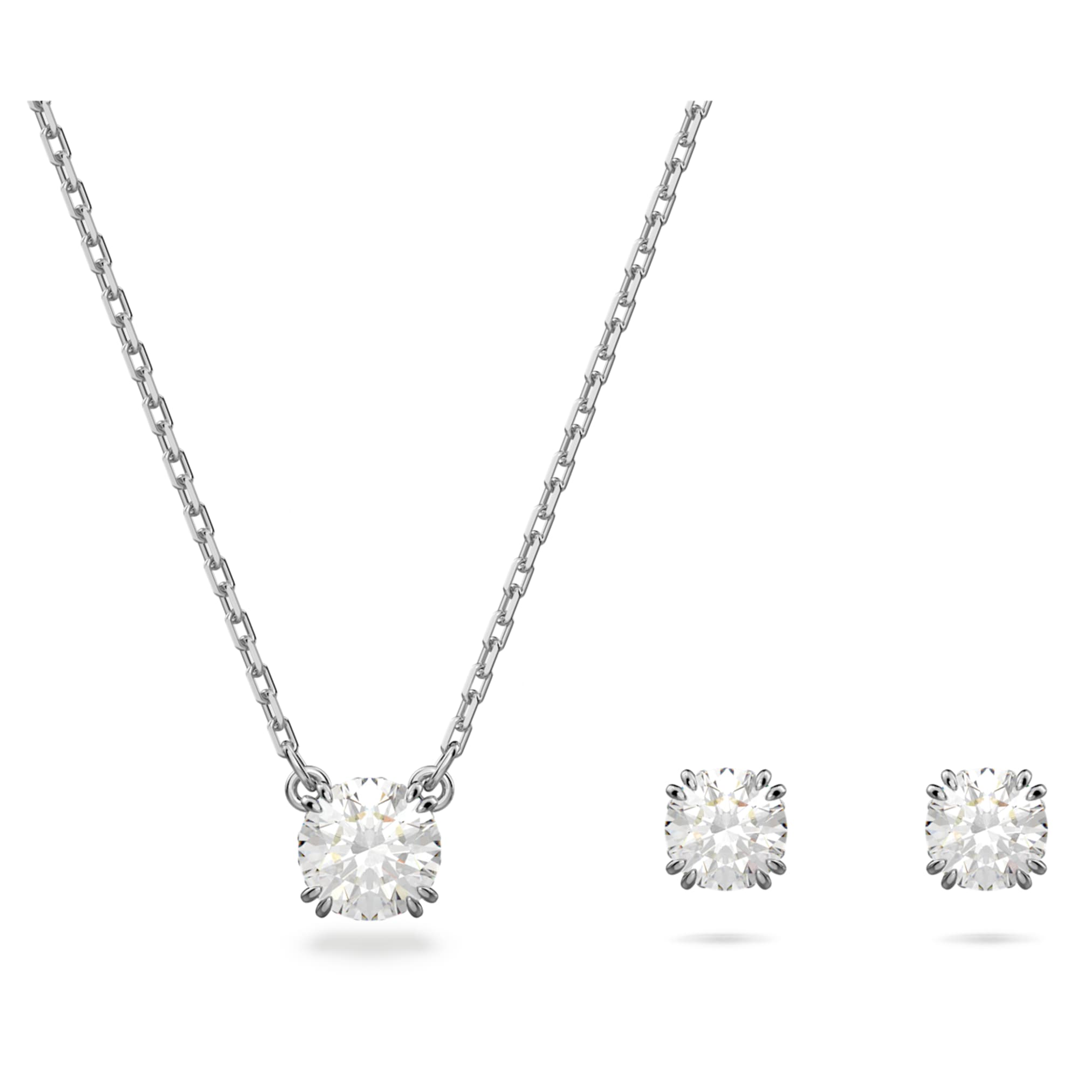Swarovski Stilla set Round cut, White, Rhodium plated