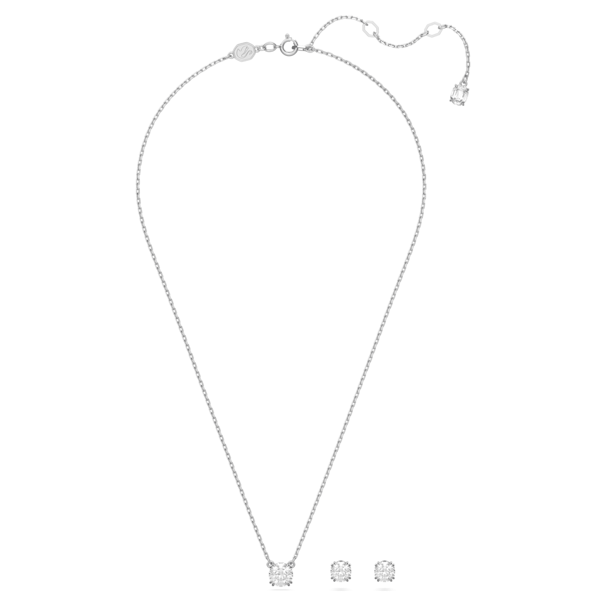 Swarovski Stilla set Round cut, White, Rhodium plated