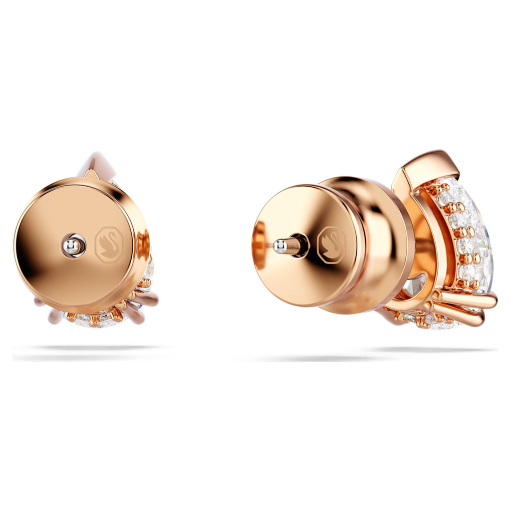 Swarovski Stilla stud earrings Pear cut, White, 18K rose gold finish