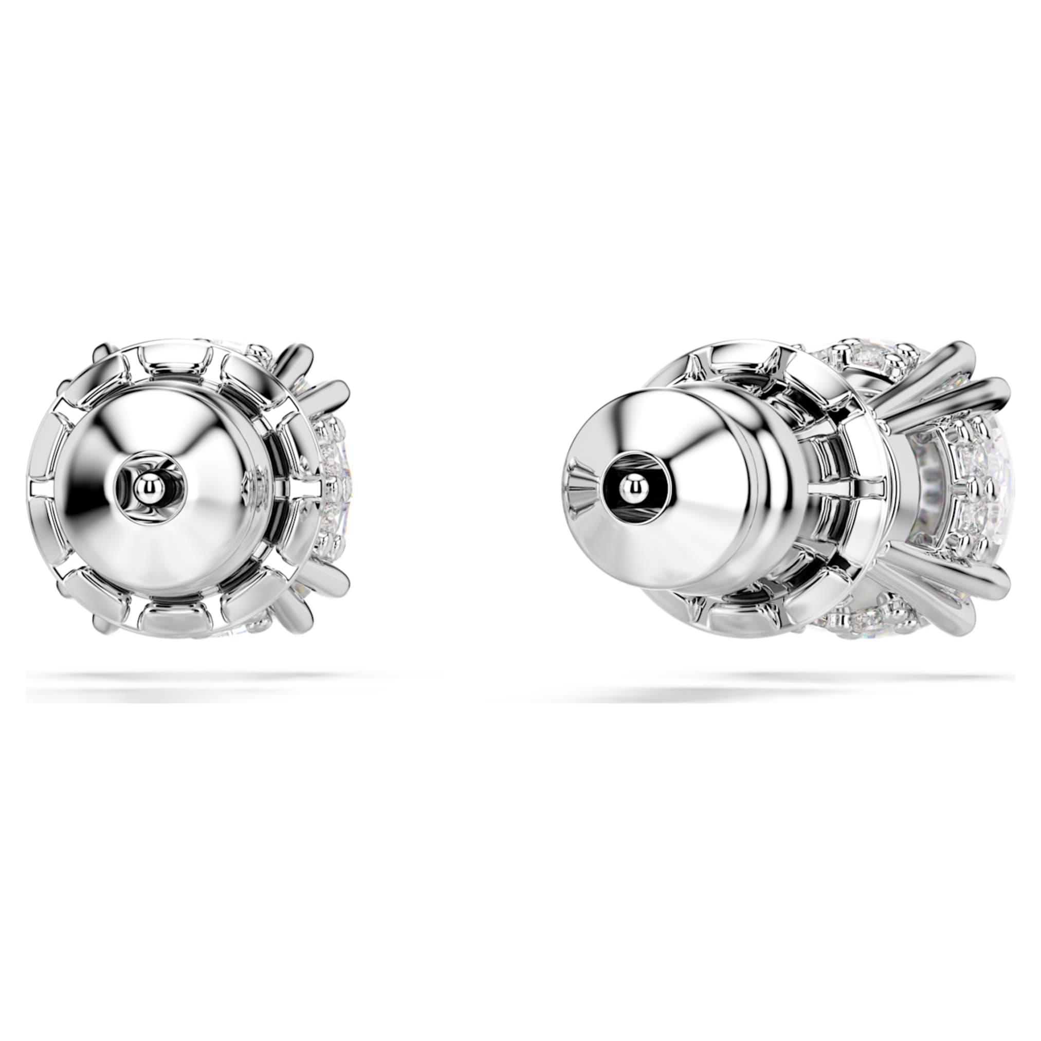 Swarovski Stilla stud earrings Round cut, White, Rhodium plated