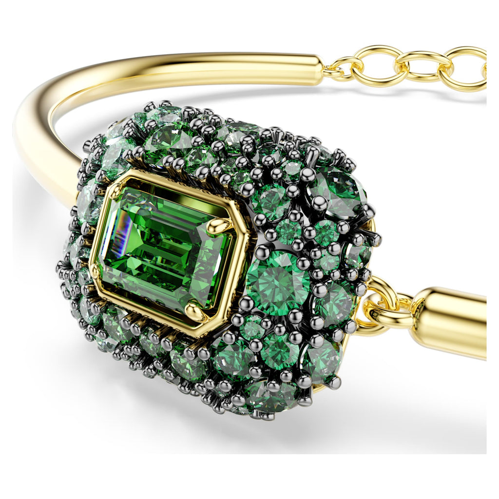 Swarovski Sublima bangle Octagon cut, Green, 18K gold finish