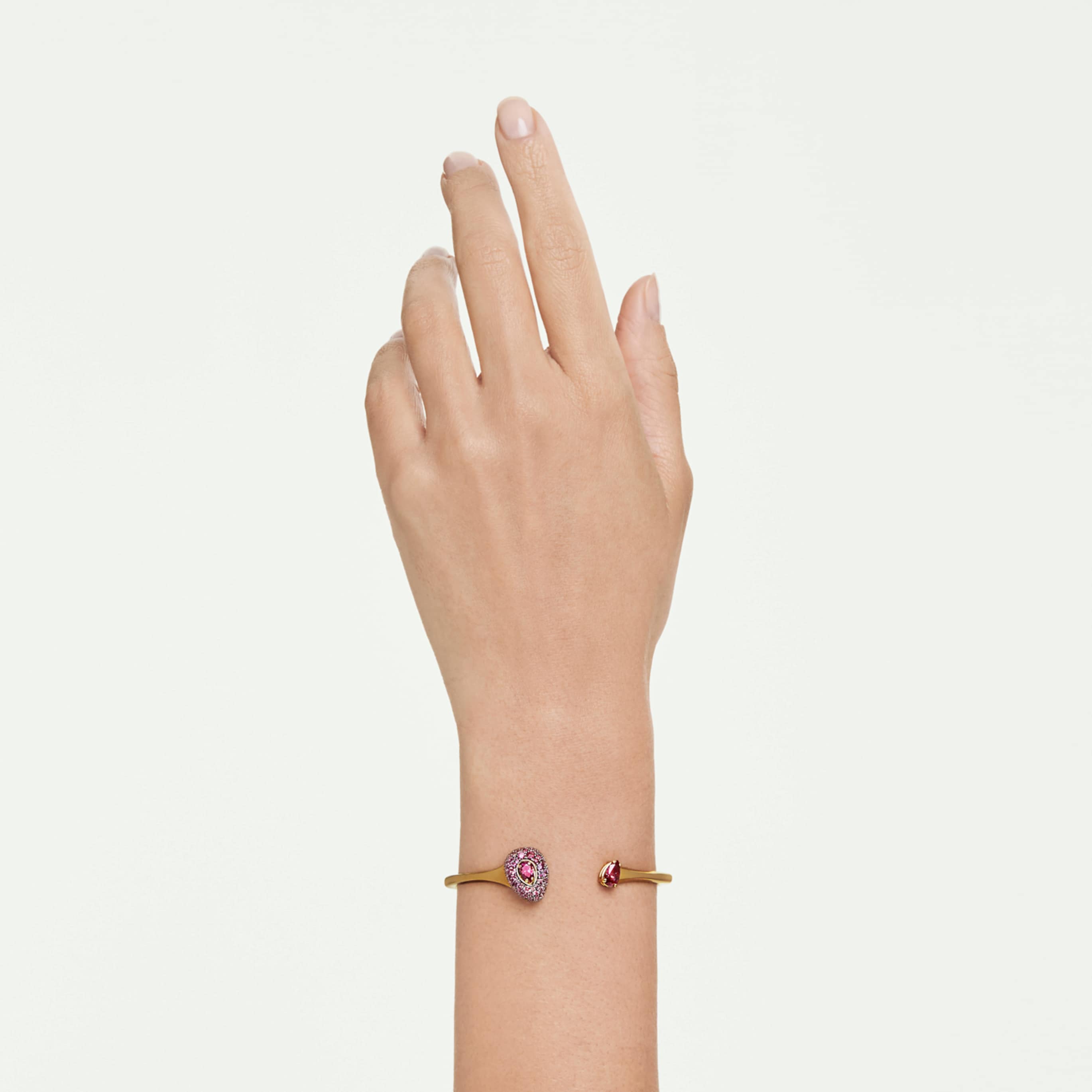 Swarovski Sublima bangle Pear cut, Red, 18K gold finish