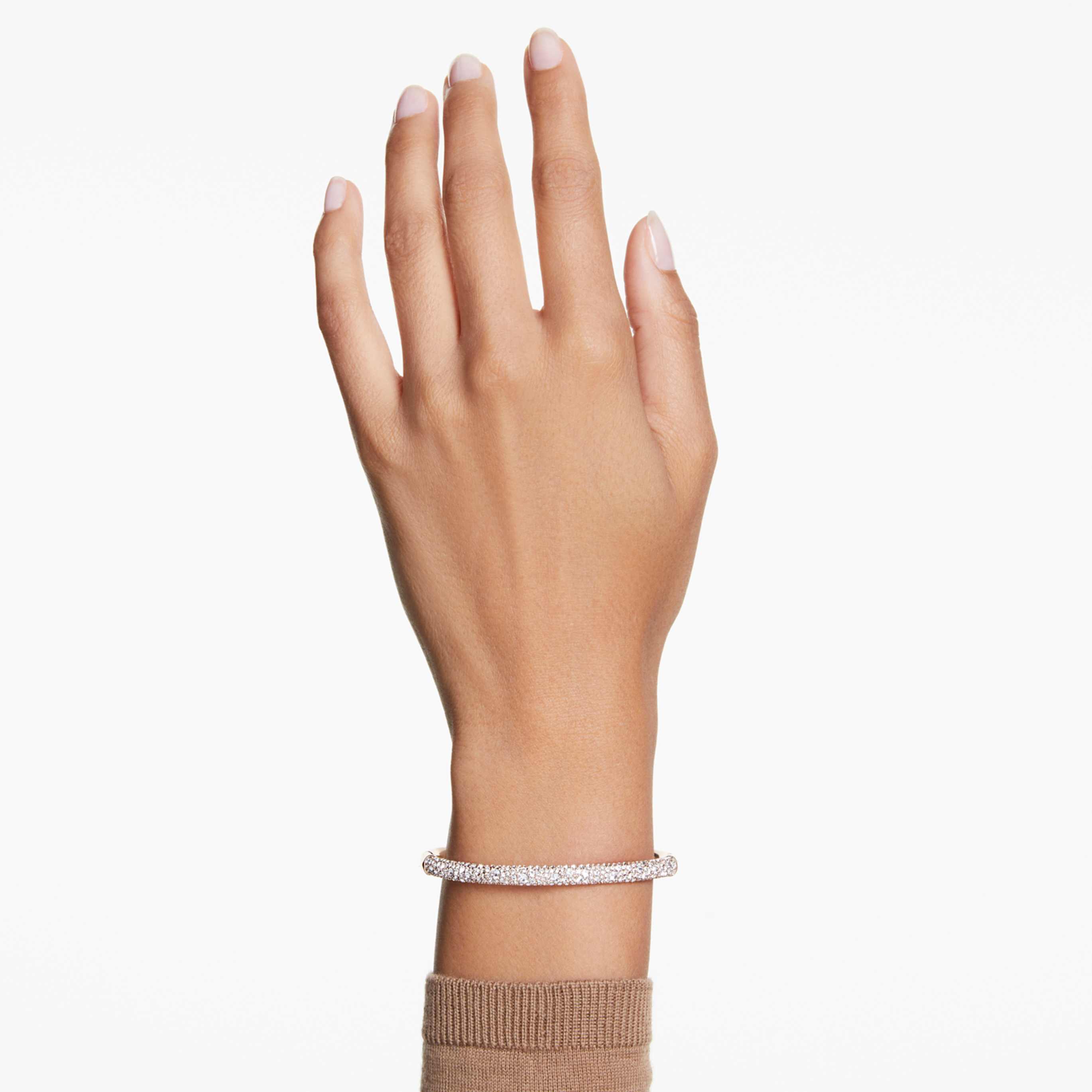 Swarovski Sublima bangle Snow pavé, Gold tone, 18K gold finish