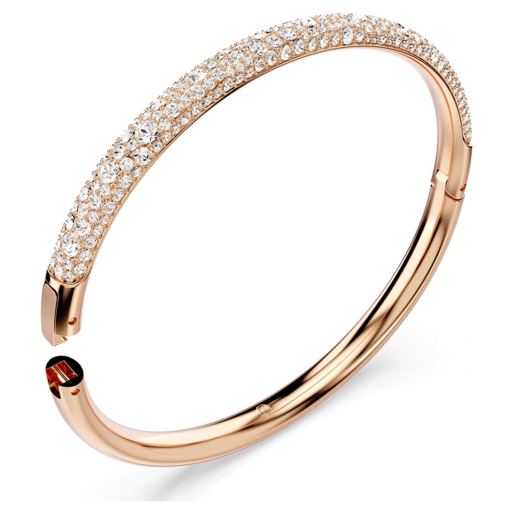 Swarovski Sublima bangle Snow pavé, White, 18K rose gold finish