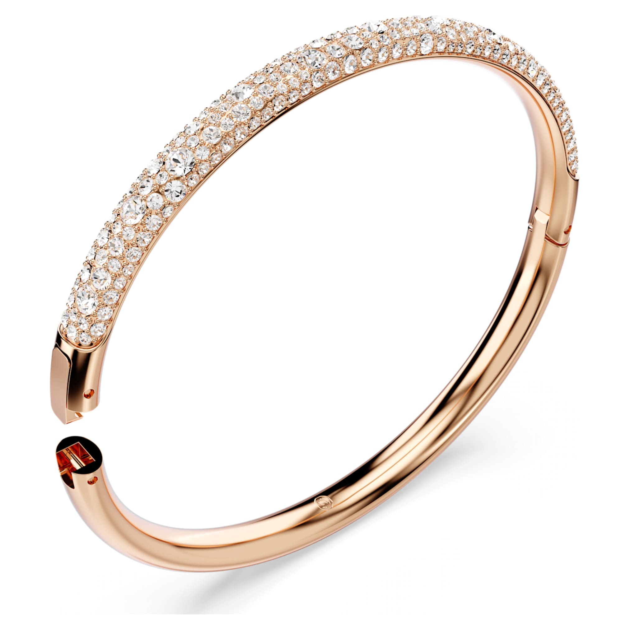 Swarovski Sublima bangle Snow pavé, White, 18K rose gold finish