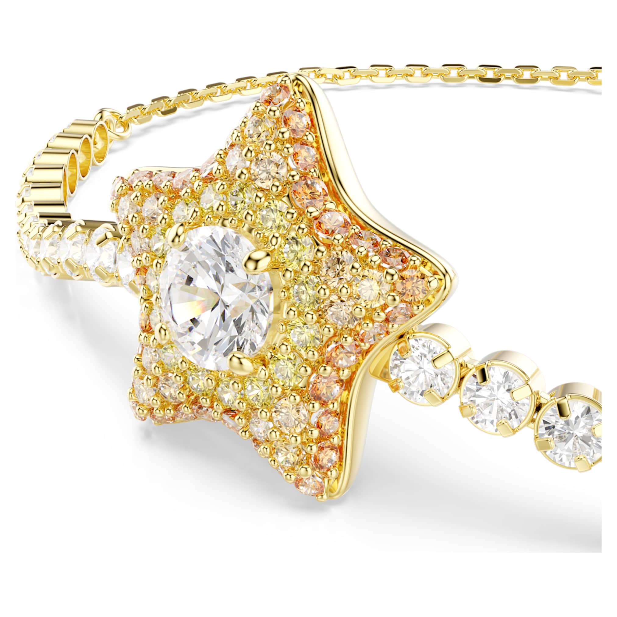 Swarovski Sublima bracelet Round cut, Star, Multicolored, 18K gold finish