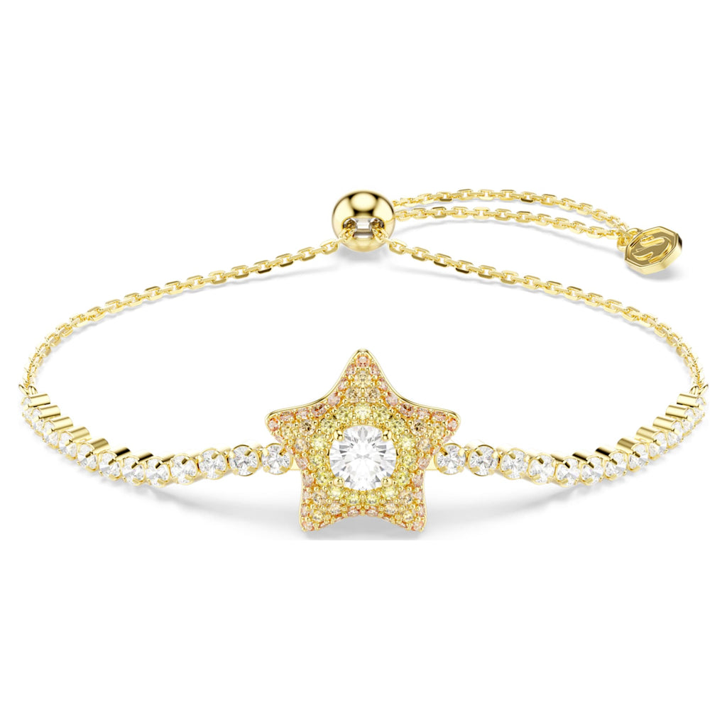 Swarovski Sublima bracelet Round cut, Star, Multicolored, 18K gold finish