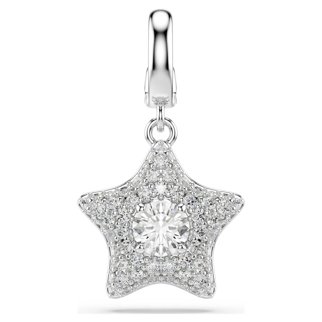 Swarovski Sublima charm Round cut, Star, White, Rhodium plated