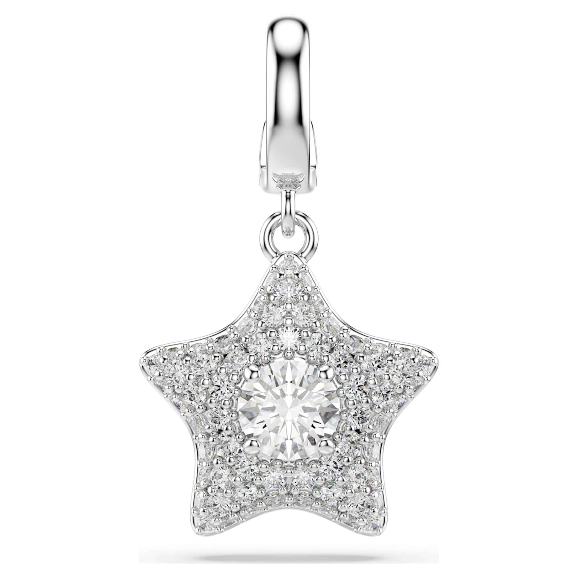 Swarovski Sublima charm Round cut, Star, White, Rhodium plated