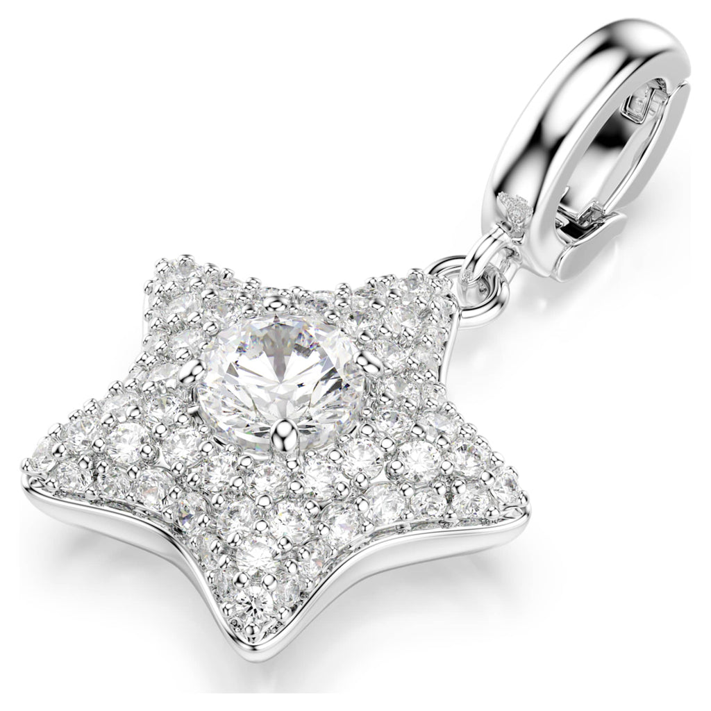Swarovski Sublima charm Round cut, Star, White, Rhodium plated