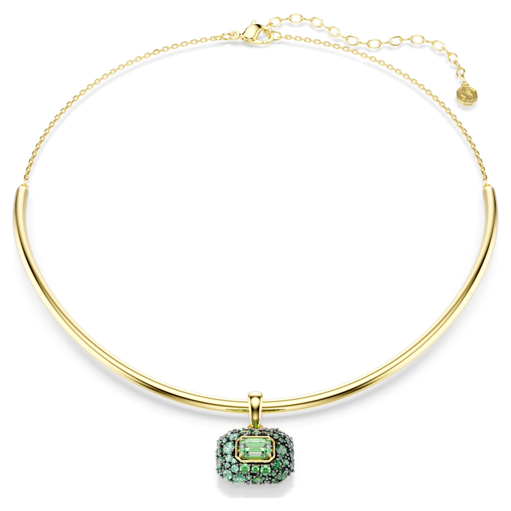 Swarovski Sublima choker Octagon cut, Green, 18K gold finish