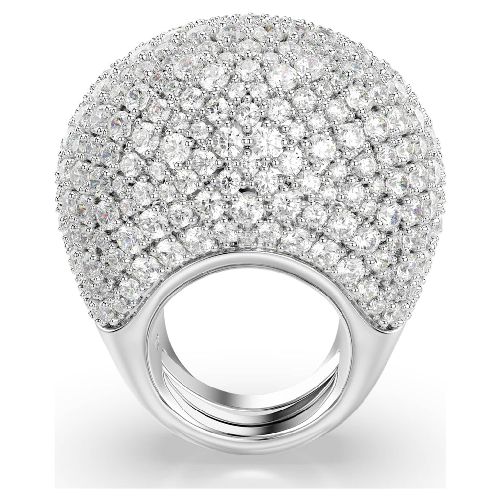 Swarovski Sublima cocktail ring Large, White, Rhodium plated