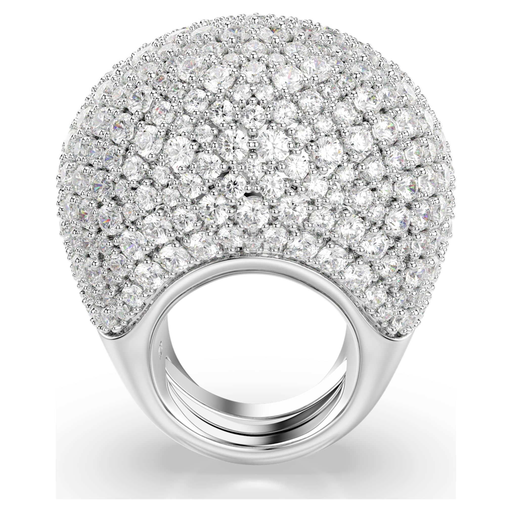 Swarovski Sublima cocktail ring Large, White, Rhodium plated