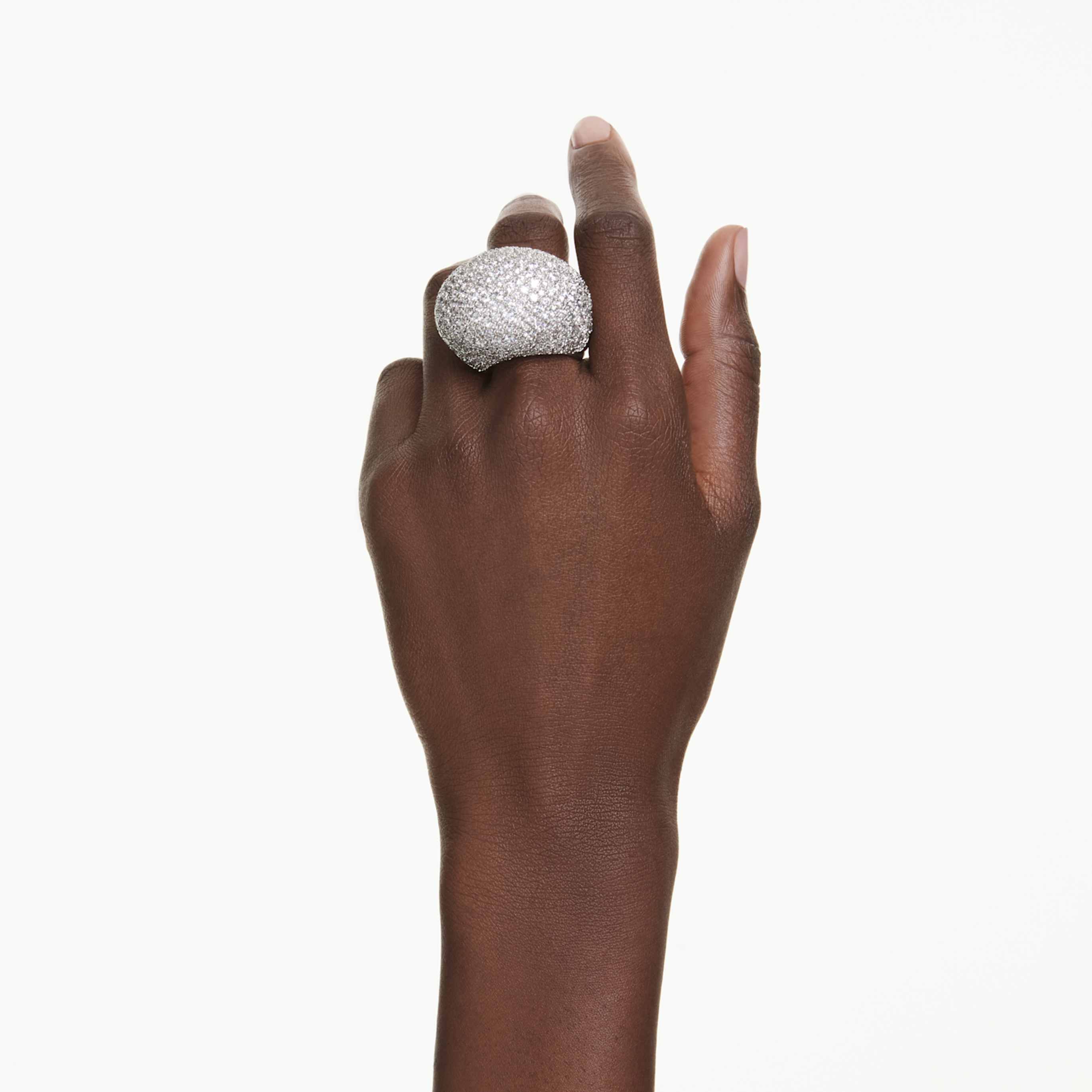 Swarovski Sublima cocktail ring Large, White, Rhodium plated