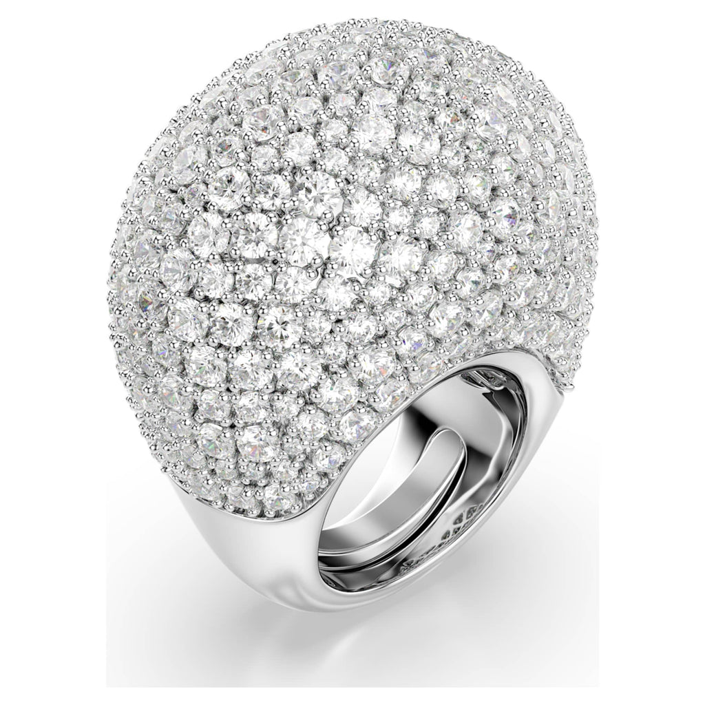 Swarovski Sublima cocktail ring Large, White, Rhodium plated