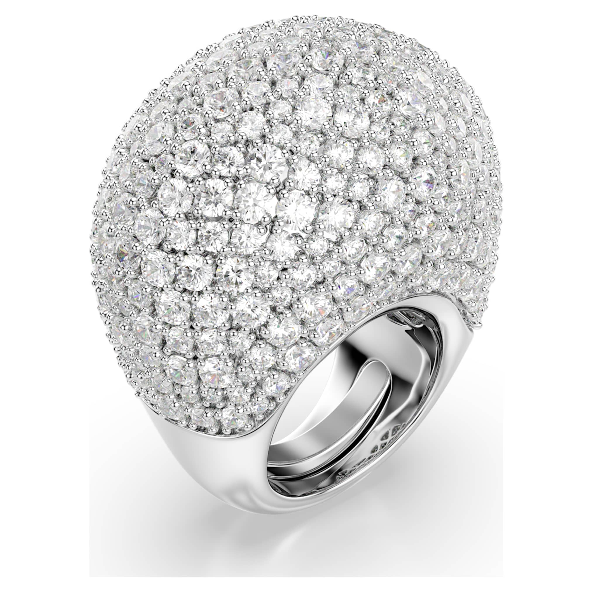 Swarovski Sublima cocktail ring Large, White, Rhodium plated
