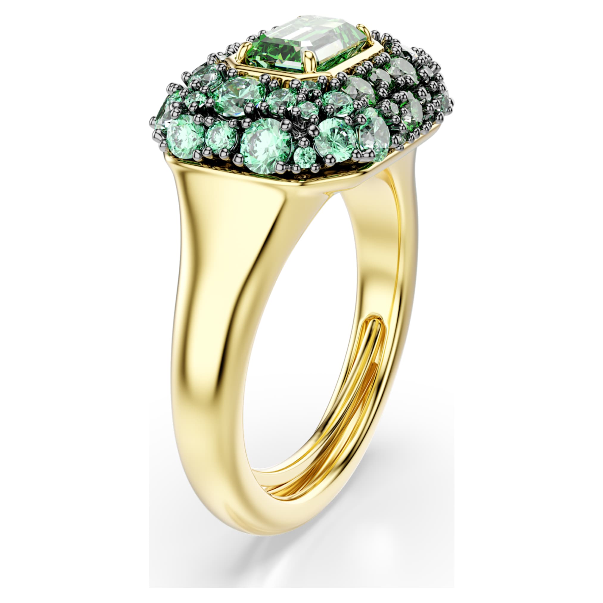 Swarovski Sublima cocktail ring Octagon cut, Green, 18K gold finish