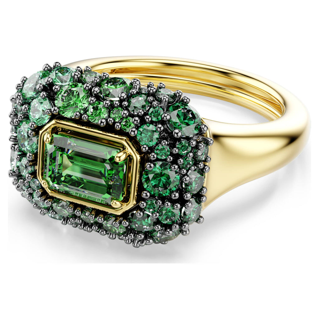 Swarovski Sublima cocktail ring Octagon cut, Green, 18K gold finish