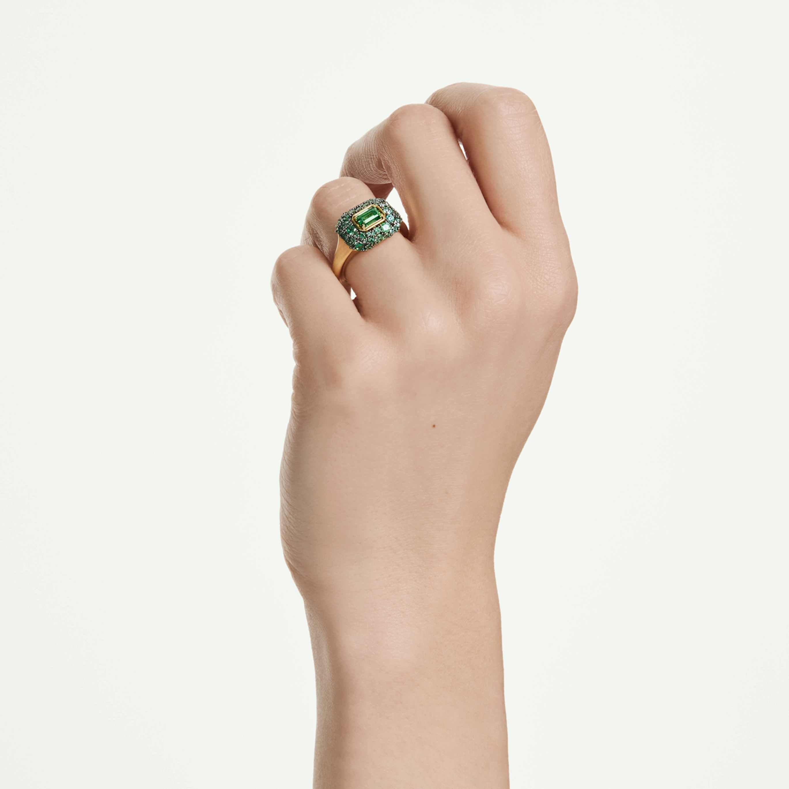 Swarovski Sublima cocktail ring Octagon cut, Green, 18K gold finish