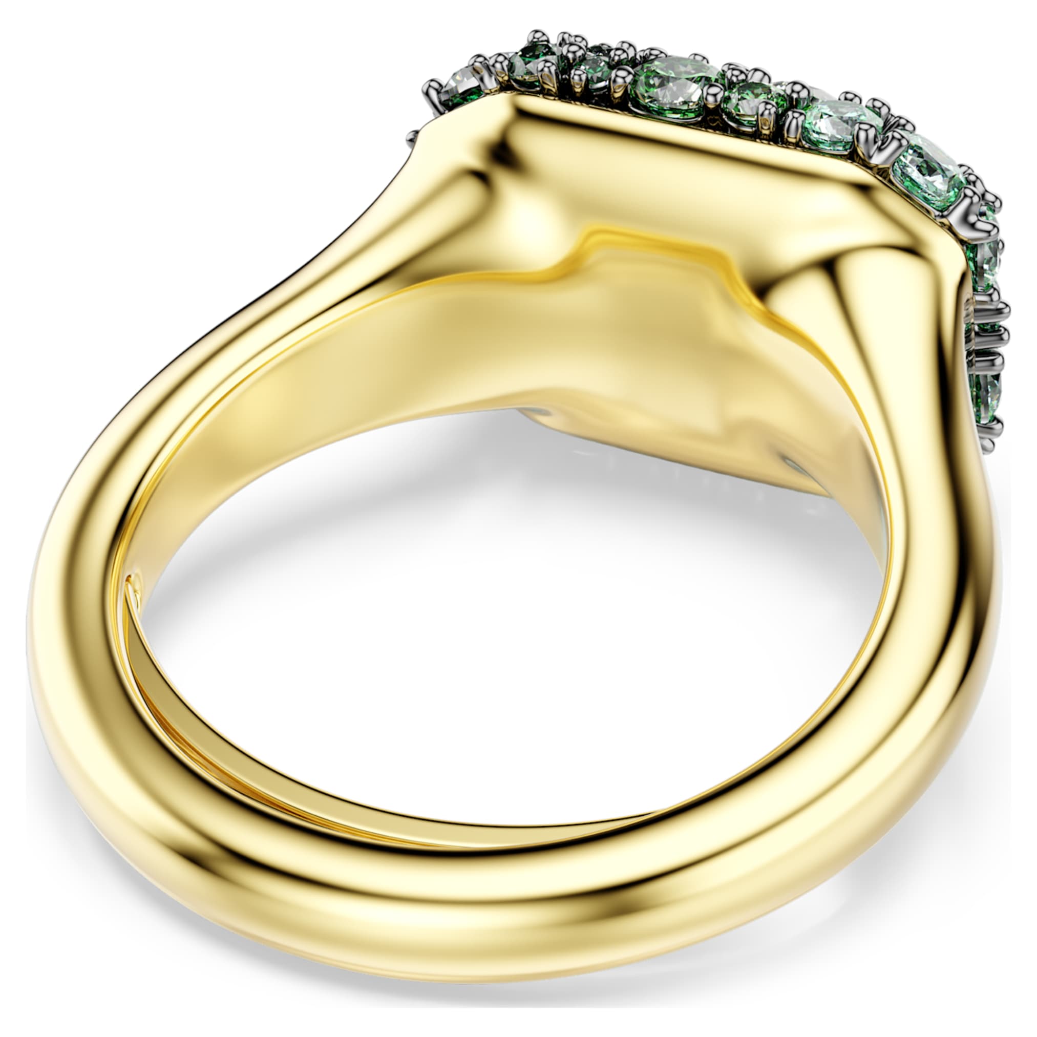 Swarovski Sublima cocktail ring Octagon cut, Green, 18K gold finish