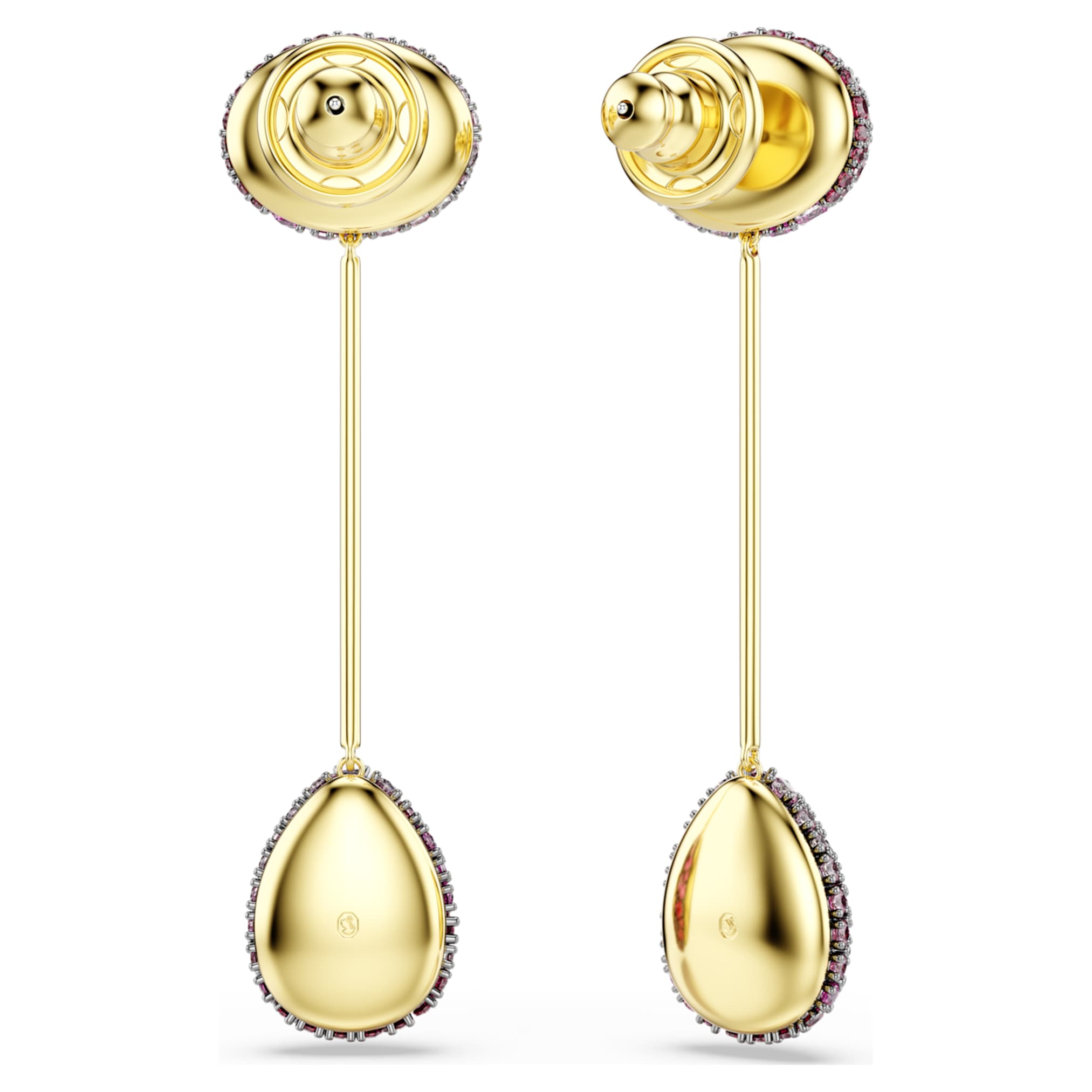Swarovski Sublima drop earrings Pear cut, Red, 18K gold finish