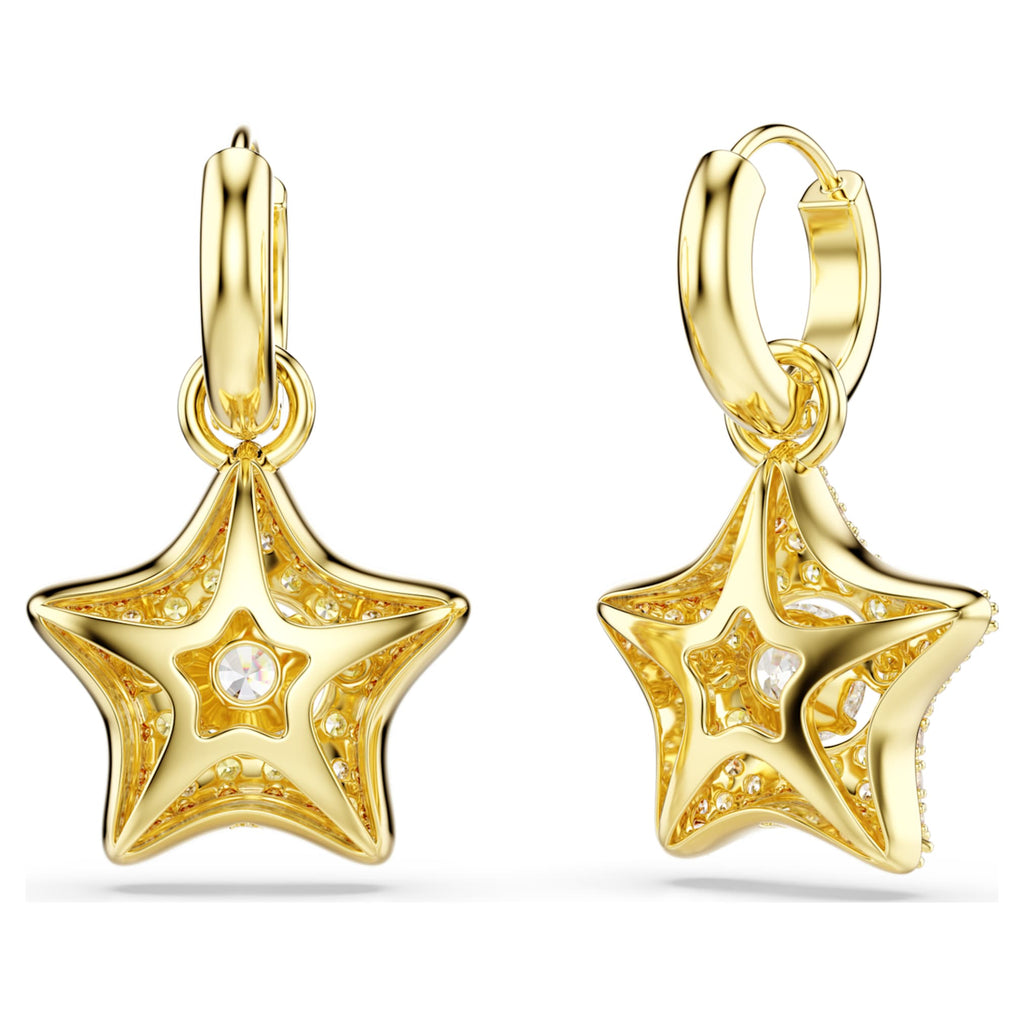 Swarovski Sublima drop earrings Round cut, Star, Multicolored, 18K gold finish