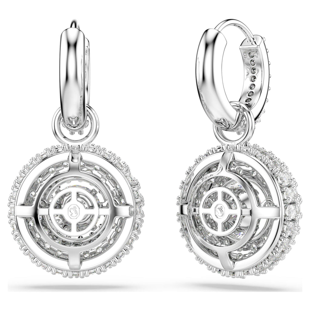 Swarovski Sublima drop earrings Round cut, White, Rhodium plated
