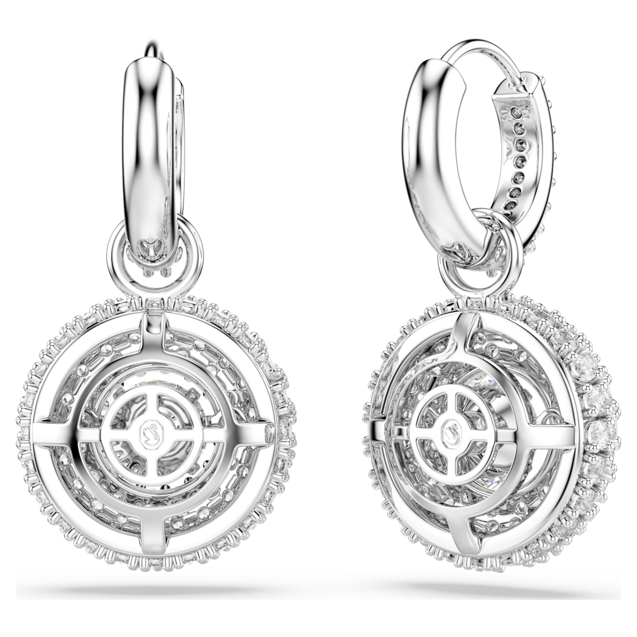 Swarovski Sublima drop earrings Round cut, White, Rhodium plated