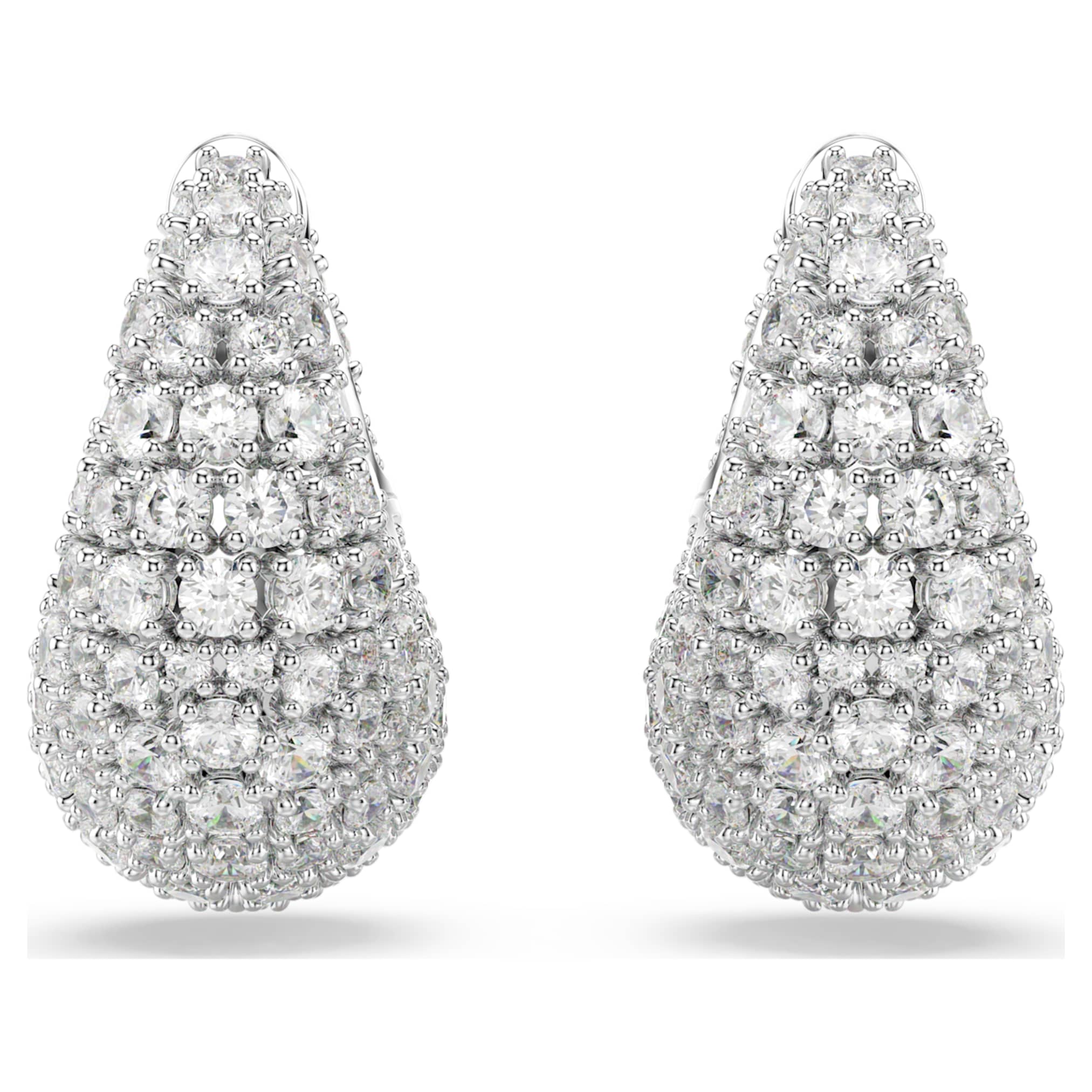 Swarovski Sublima earrings Large, White, Rhodium plated