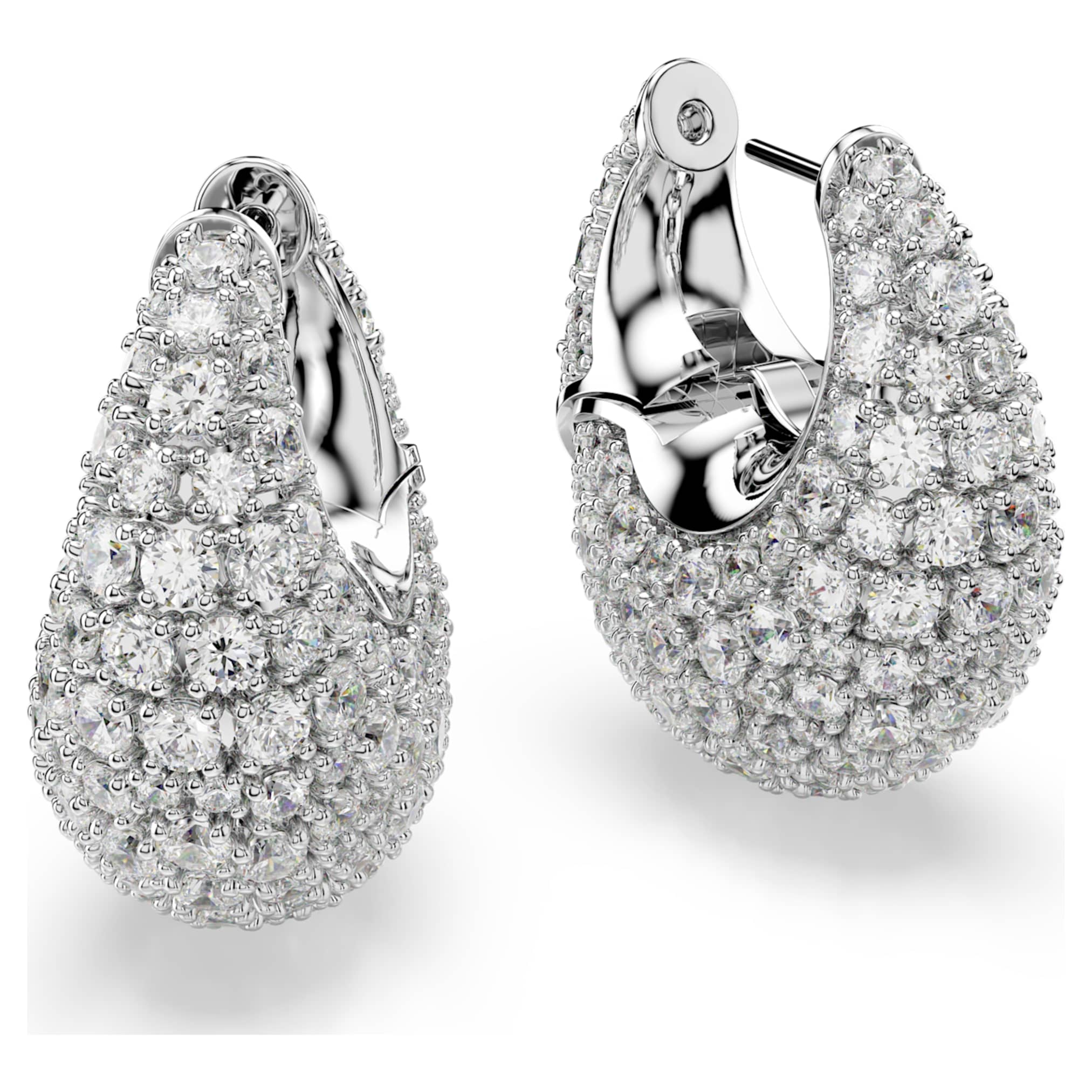 Swarovski Sublima earrings Large, White, Rhodium plated