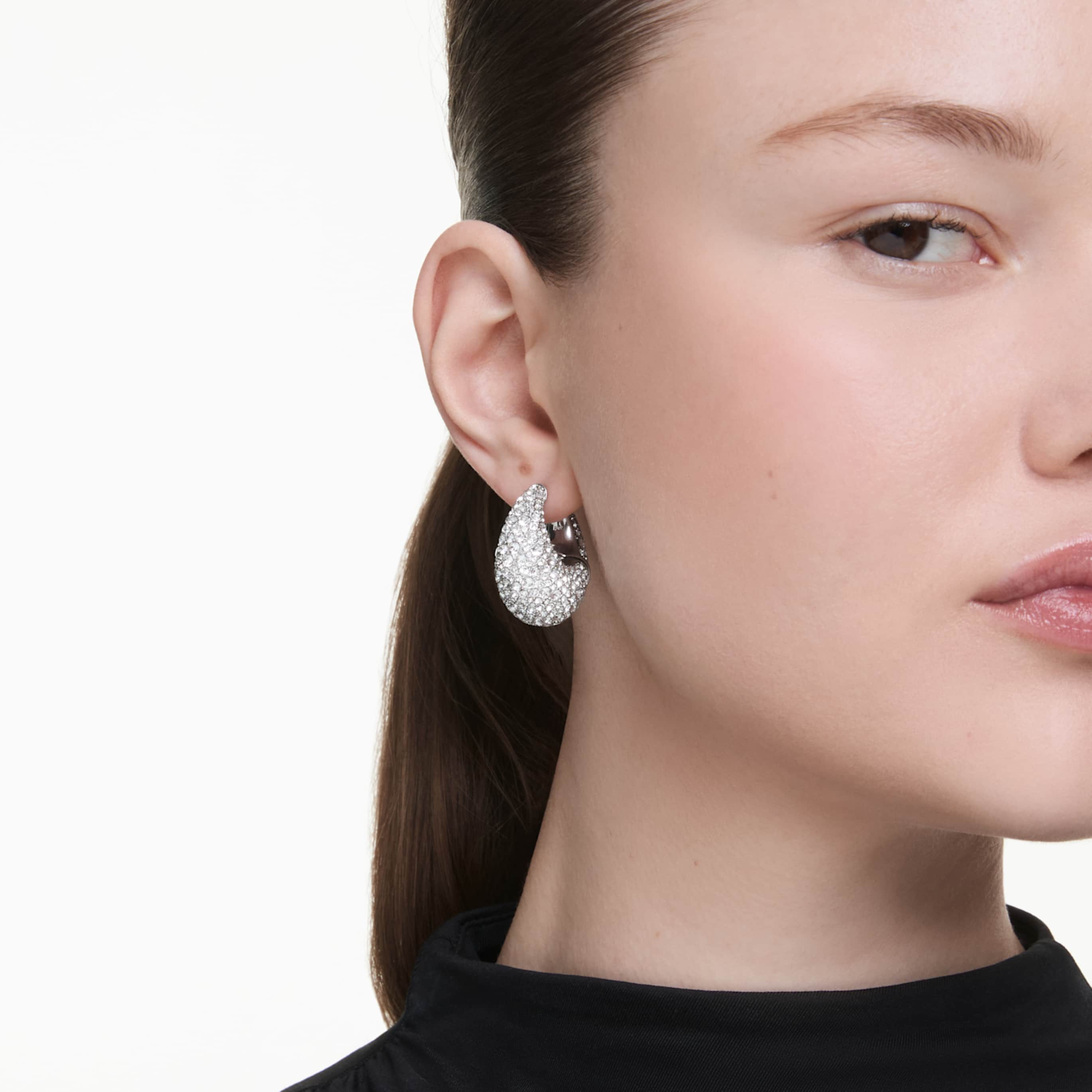 Swarovski Sublima earrings Large, White, Rhodium plated