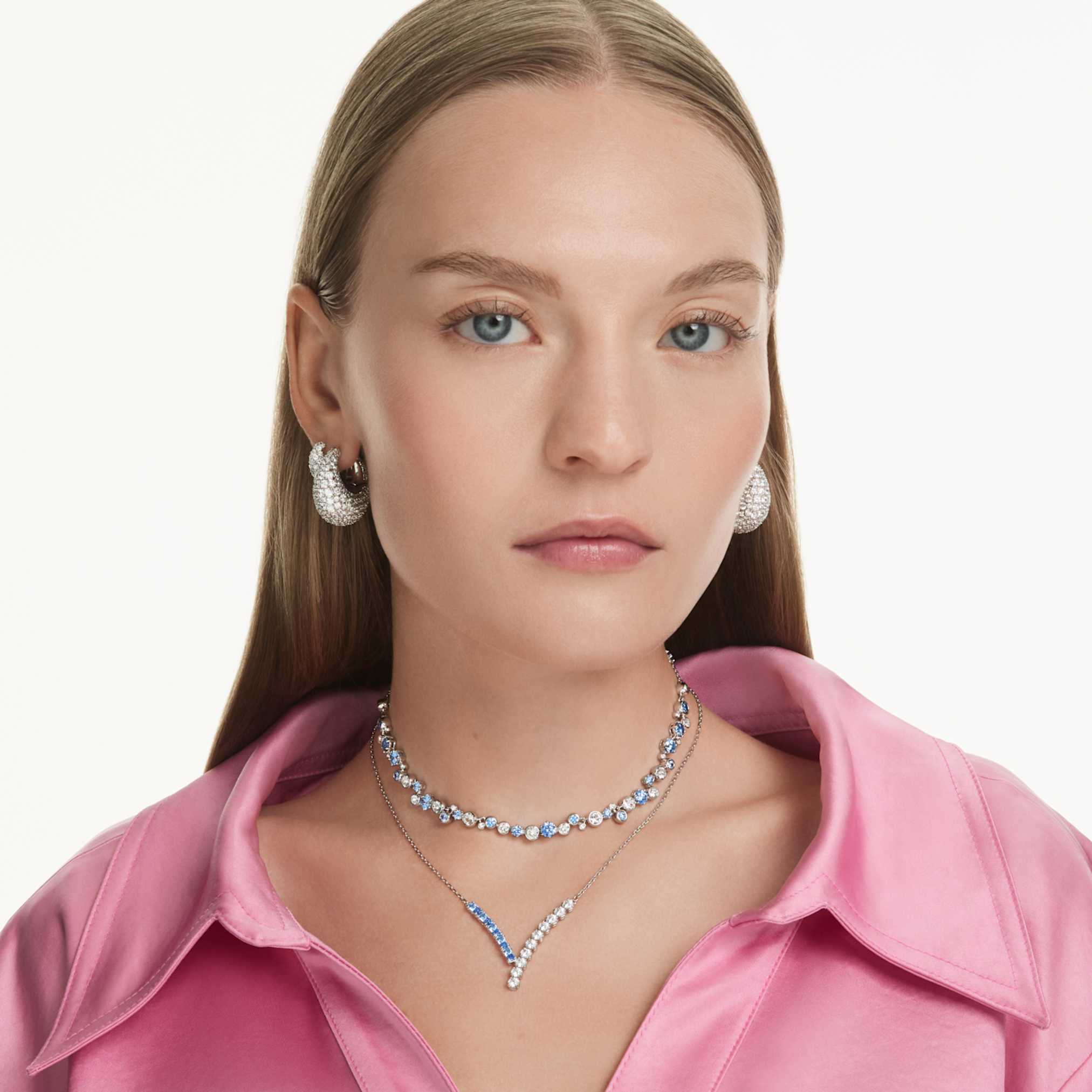Swarovski Sublima earrings White, Rhodium plated