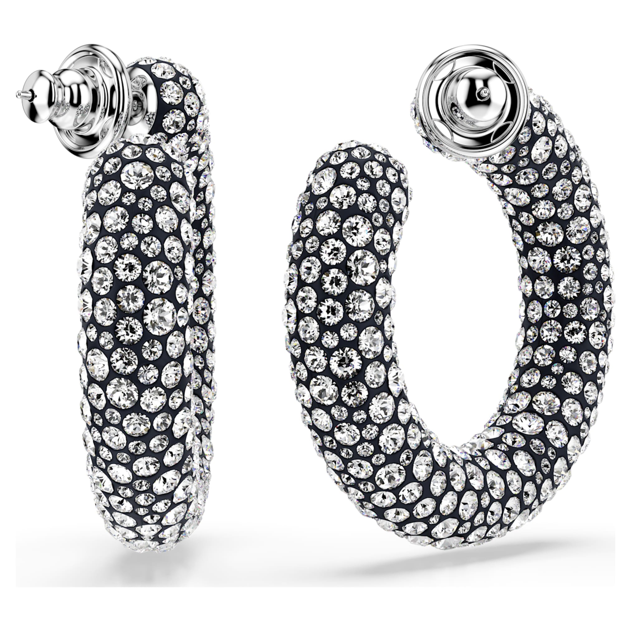 Swarovski Sublima hoop earrings Mixed round cuts, White, Rhodium plated