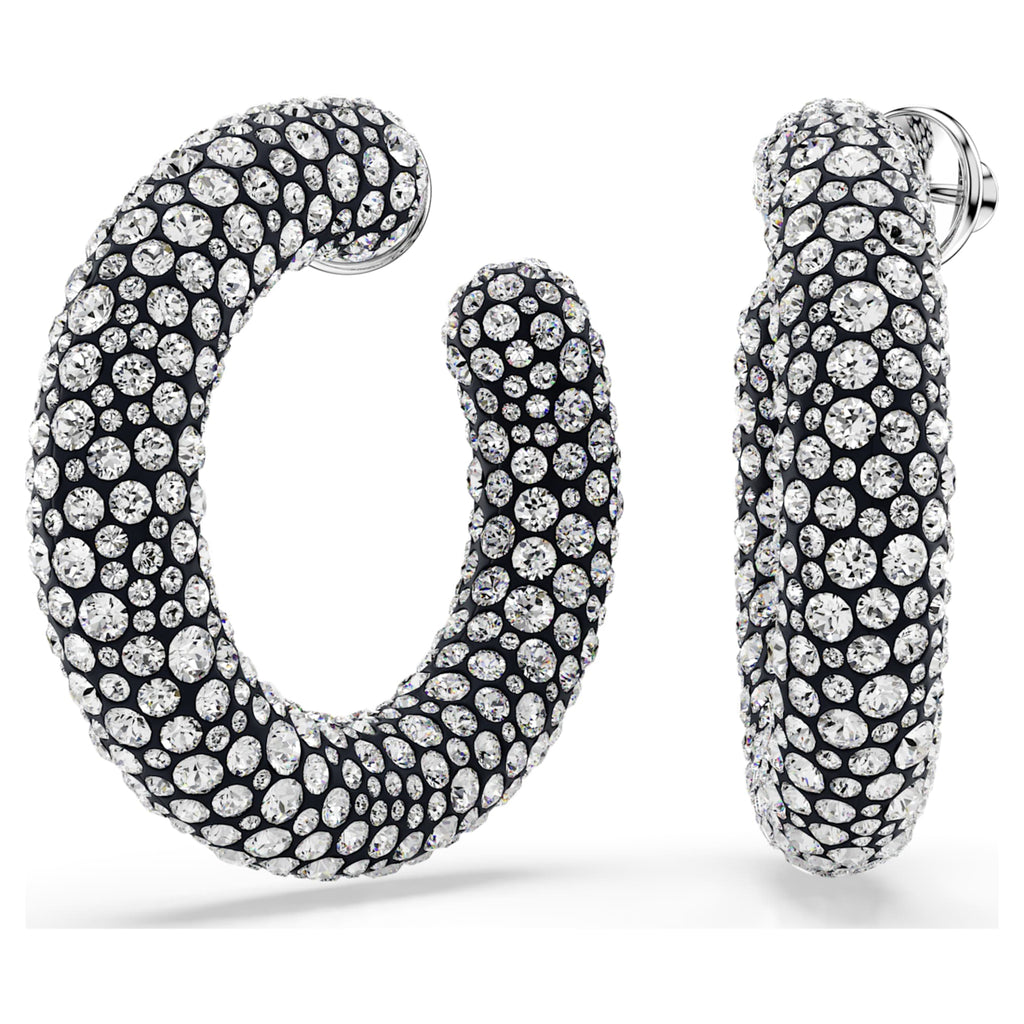 Swarovski Sublima hoop earrings Mixed round cuts, White, Rhodium plated