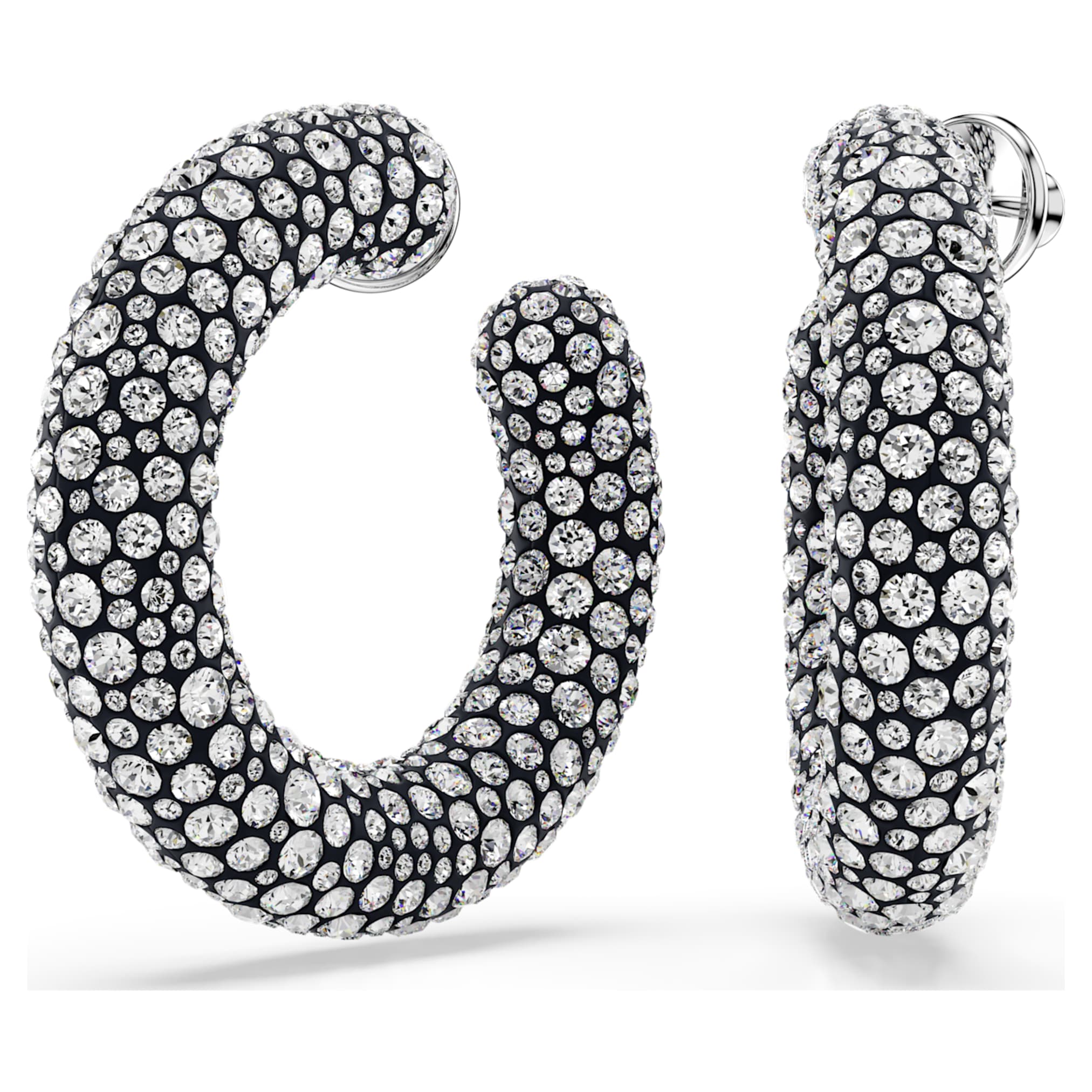 Swarovski Sublima hoop earrings Mixed round cuts, White, Rhodium plated
