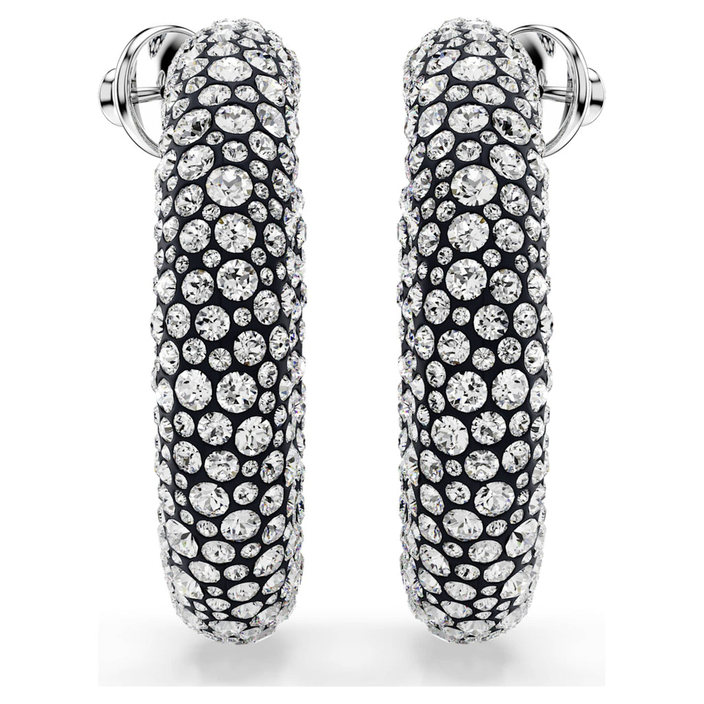 Swarovski Sublima hoop earrings Mixed round cuts, White, Rhodium plated