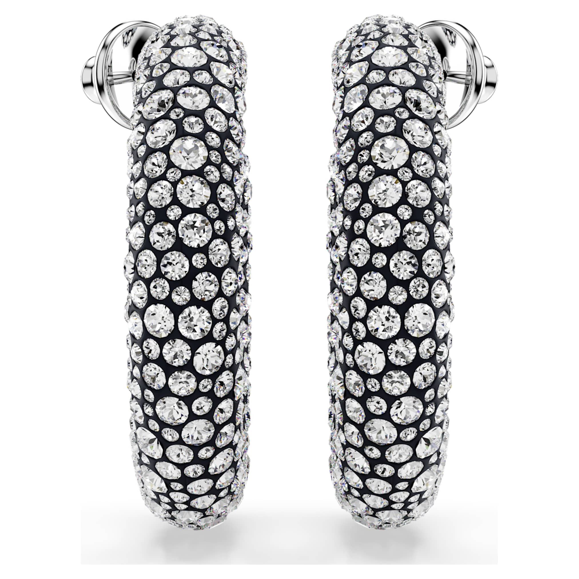 Swarovski Sublima hoop earrings Mixed round cuts, White, Rhodium plated