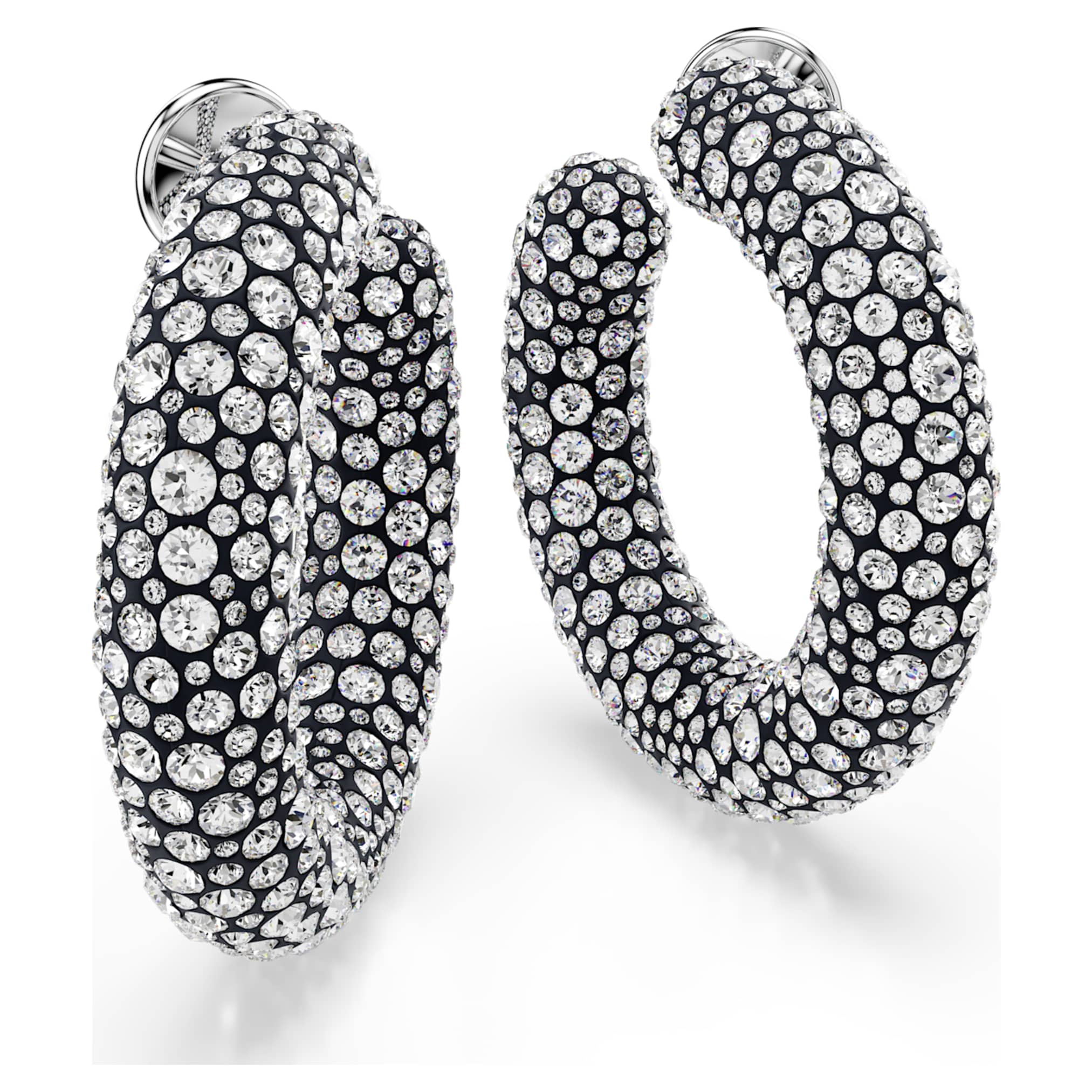 Swarovski Sublima hoop earrings Mixed round cuts, White, Rhodium plated