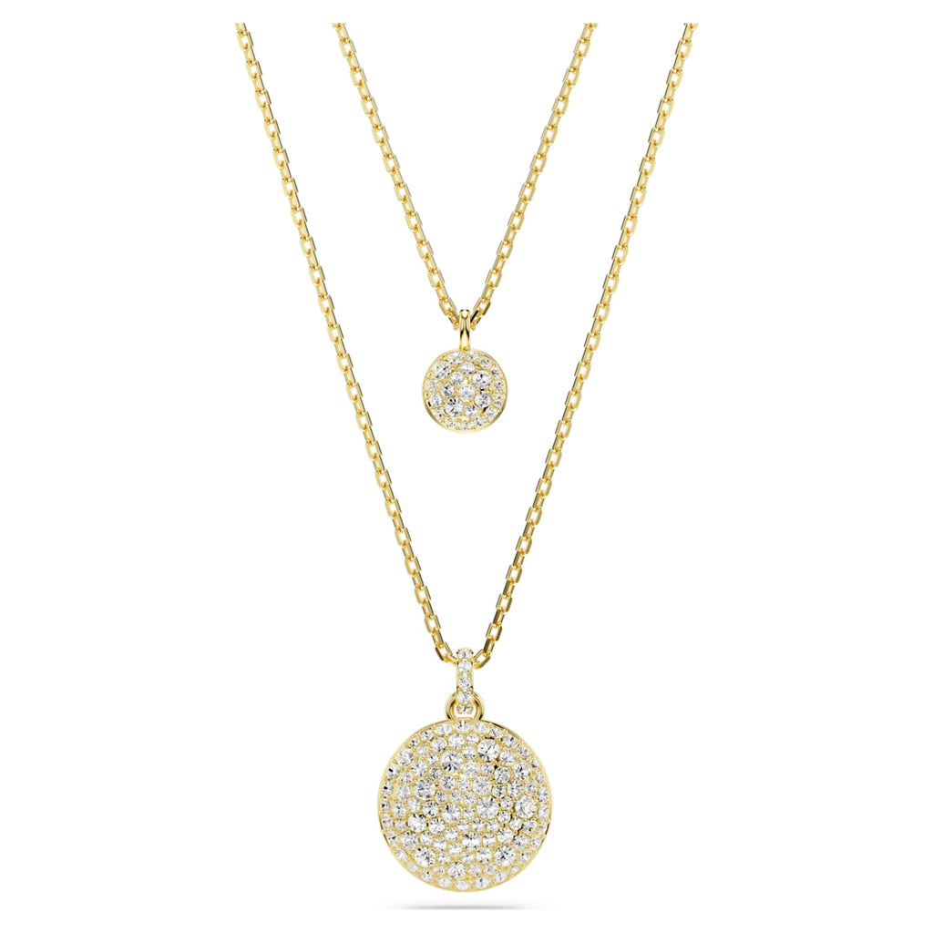 Swarovski Sublima layered pendant White, 18K gold finish