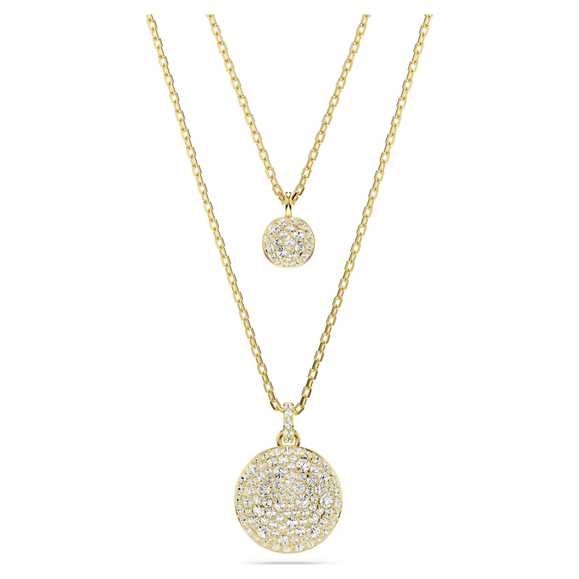 Swarovski Sublima layered pendant White, 18K gold finish